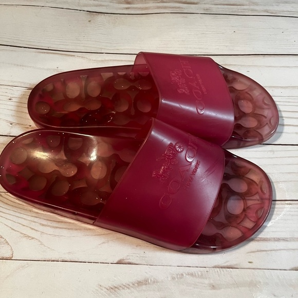 Coach Alyssa Pool Slides Pink Sz 8 Women - Picture 4 of 11